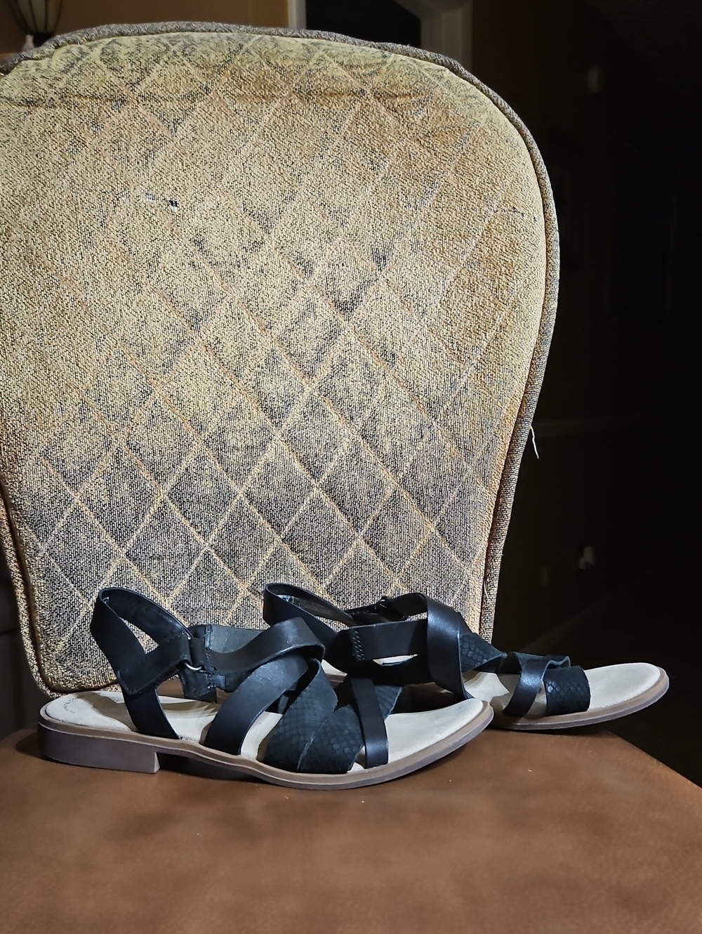 Clarks Collection Declan Mix Black Leather Strappy Sandals Shoes